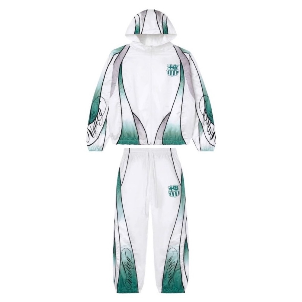 Vale Forever Mens Tracksuit Set White Teal Windbreaker Jacket XL Pants Large